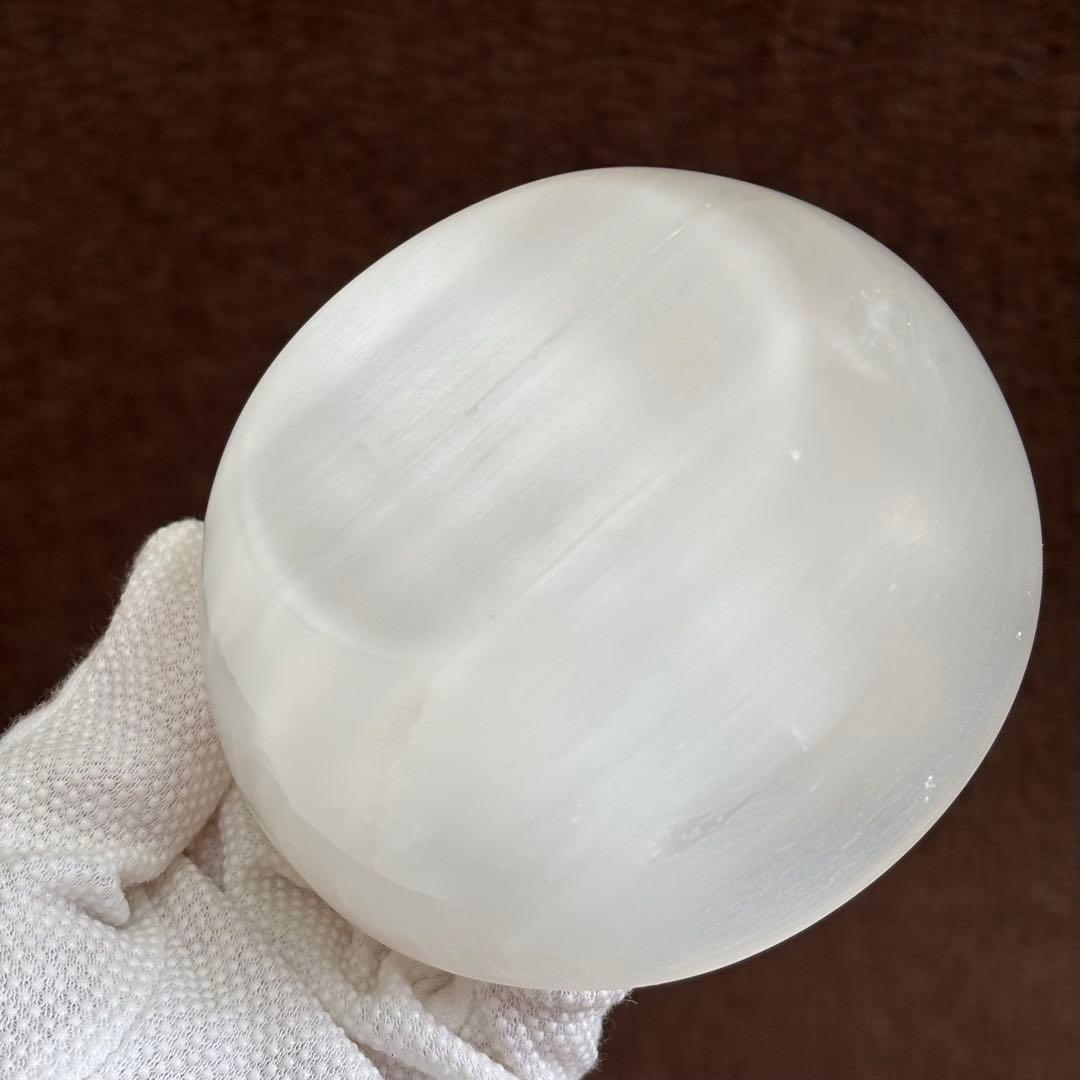 高品質　セレナイト　器　天然石皿　ヒーリング　細石入れ　透石膏　456g