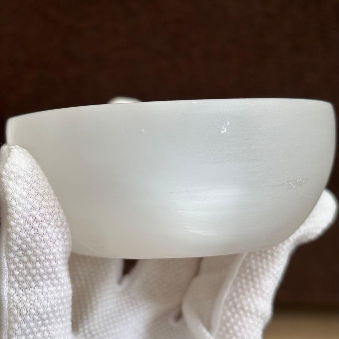 高品質　セレナイト　器　天然石皿　ヒーリング　細石入れ　透石膏　456g