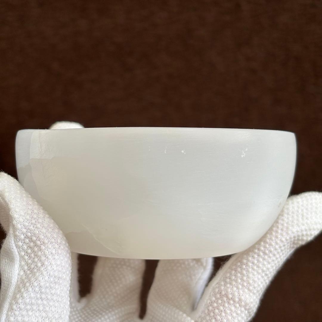 高品質　セレナイト　器　天然石皿　ヒーリング　細石入れ　透石膏　456g