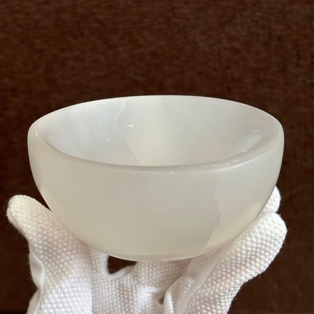 高品質　セレナイト　器　天然石皿　ヒーリング　細石入れ　透石膏　456g