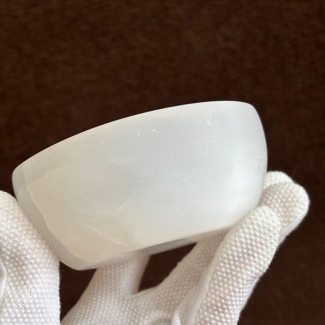 高品質　セレナイト　器　天然石皿　ヒーリング　細石入れ　透石膏　456g