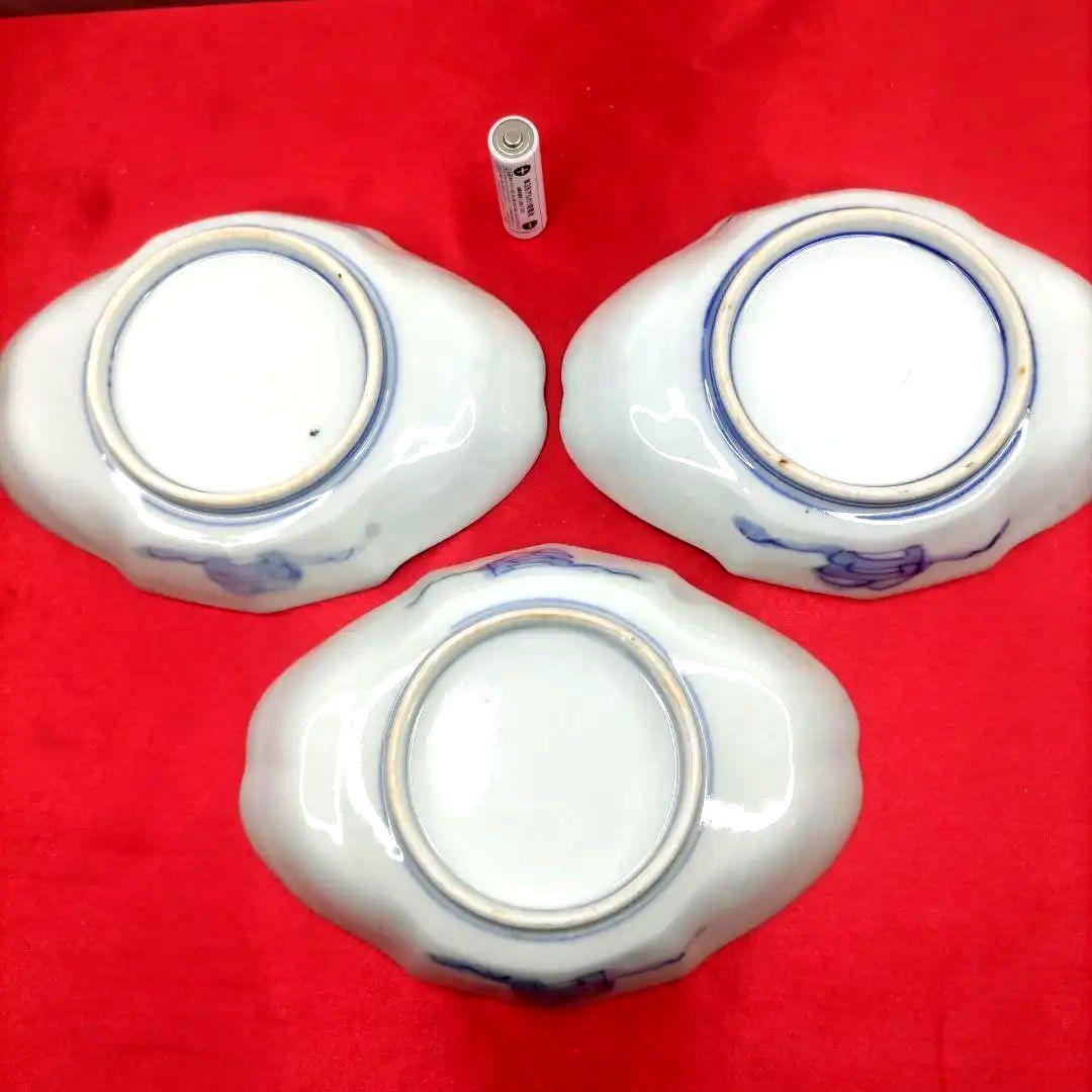 有田焼　伊万里焼　古伊万里　金彩　色絵　小皿　舟皿　刺し身皿　3客セット
