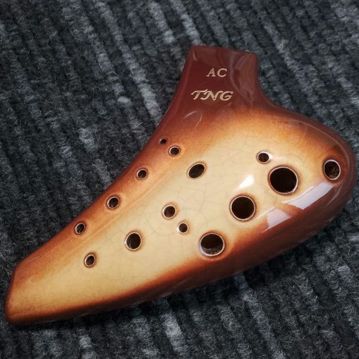 TNG ダブルオカリナ AC管 ブラウンオレンジ　ソフトケース付