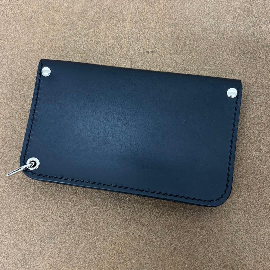 トラッカーウォレット　ミドル　黒　2層　ヌメ革　姫路レザー