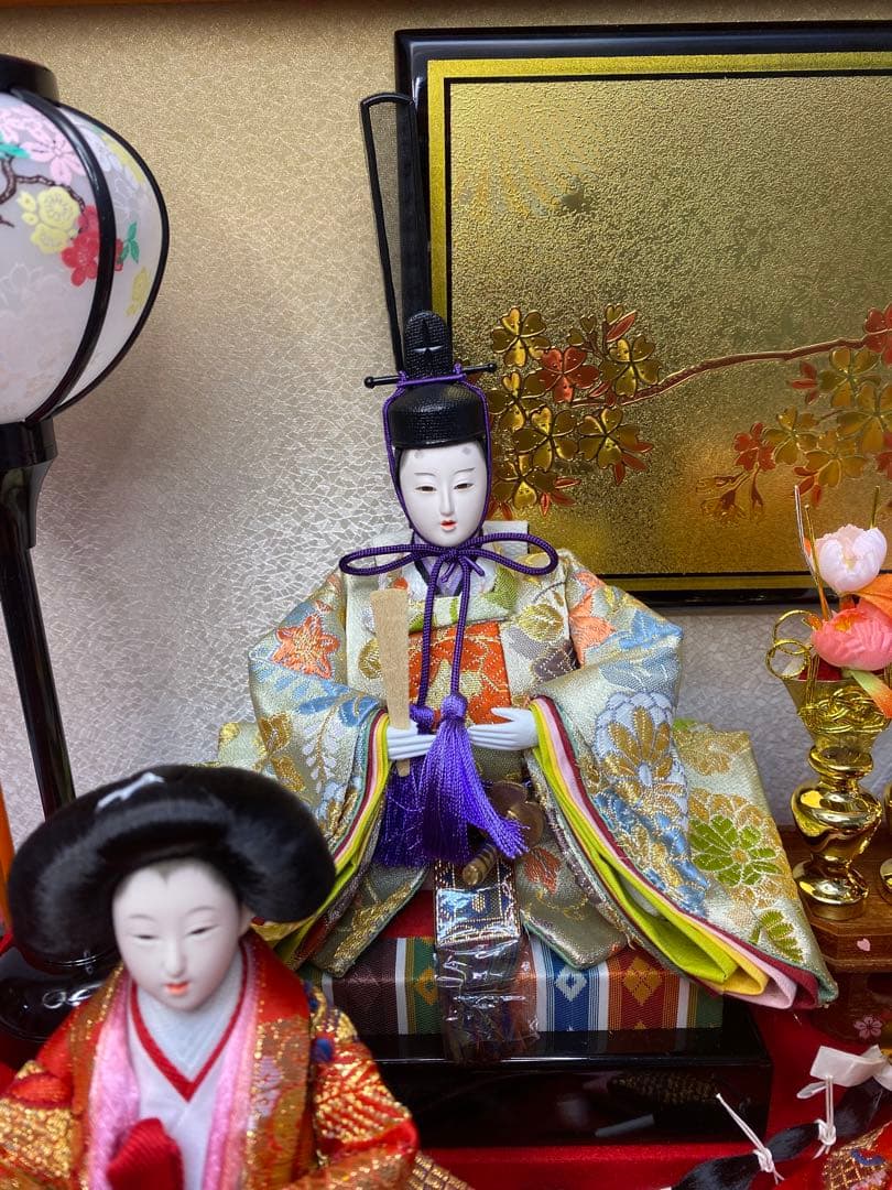 東京久月　雛人形五人飾りアクリルケース入り・間口約５７×奥行約３１×高さ約３８㎝