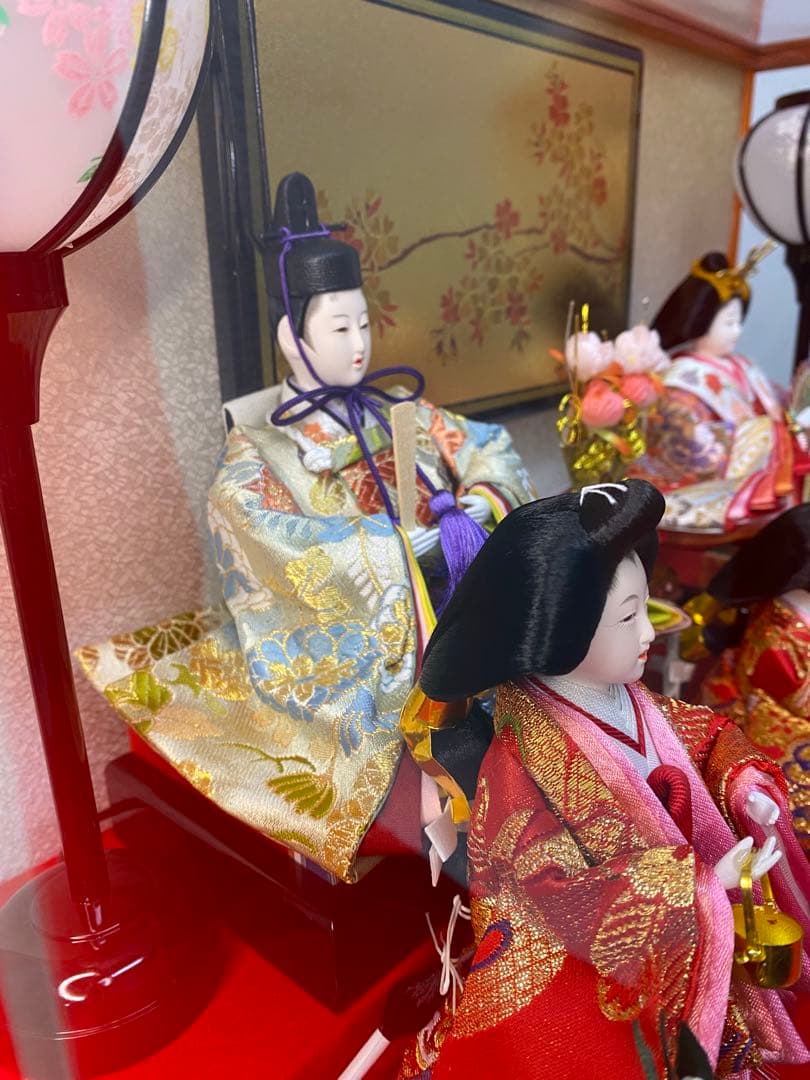 東京久月　雛人形五人飾りアクリルケース入り・間口約５７×奥行約３１×高さ約３８㎝