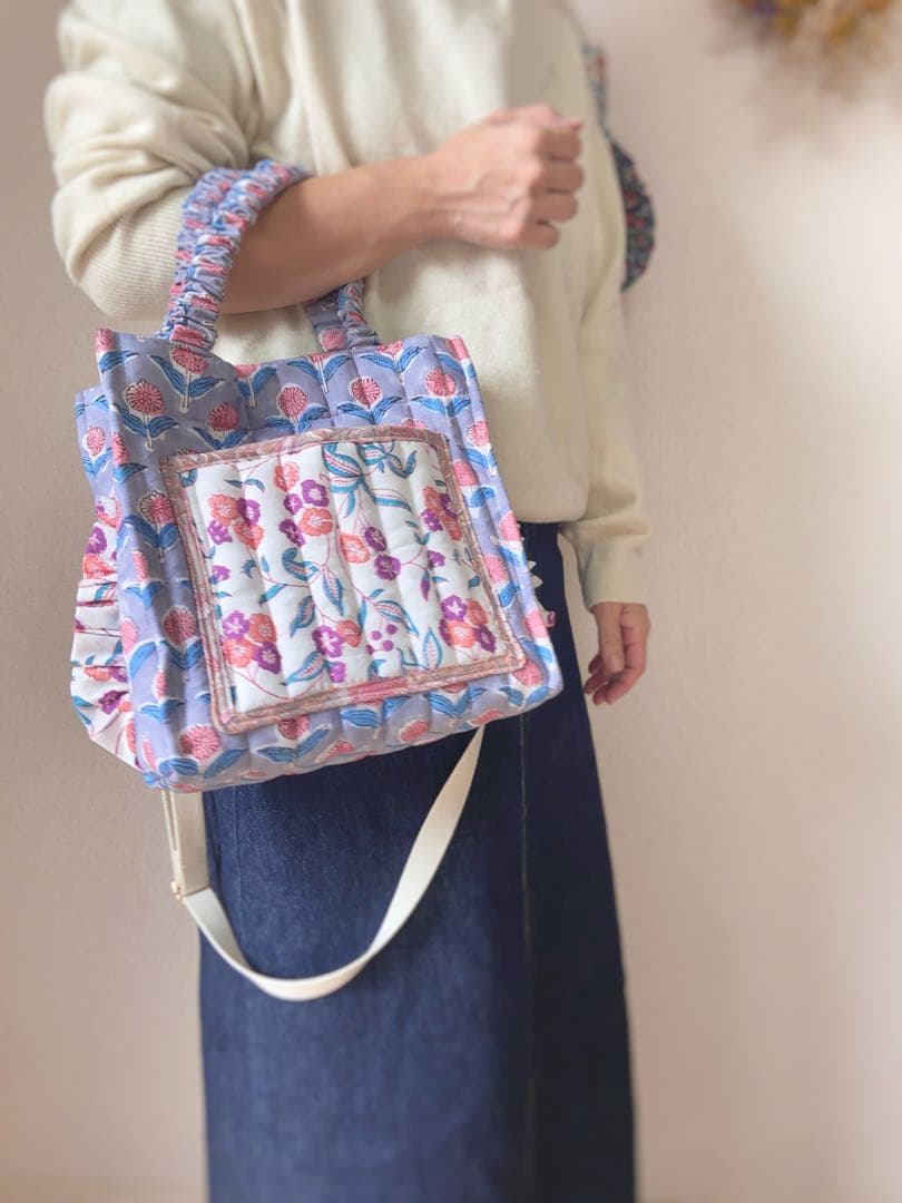 ふんわりインド綿2wayトートバッグ 斜めかけ 軽量 レディース カジュアル