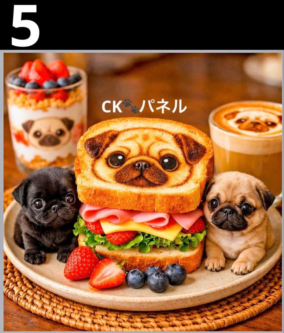 オーダーページ　ハンカチ148 サンドイッチわんこ柄ハンドメイド3/21