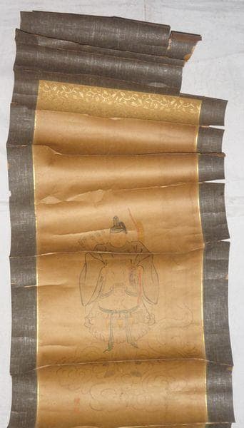 稀少 アンティーク 八幡宮 八幡神社 八幡神 八幡大神 神馬 紙本 肉筆 掛軸