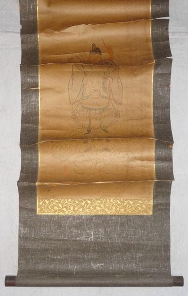 稀少 アンティーク 八幡宮 八幡神社 八幡神 八幡大神 神馬 紙本 肉筆 掛軸