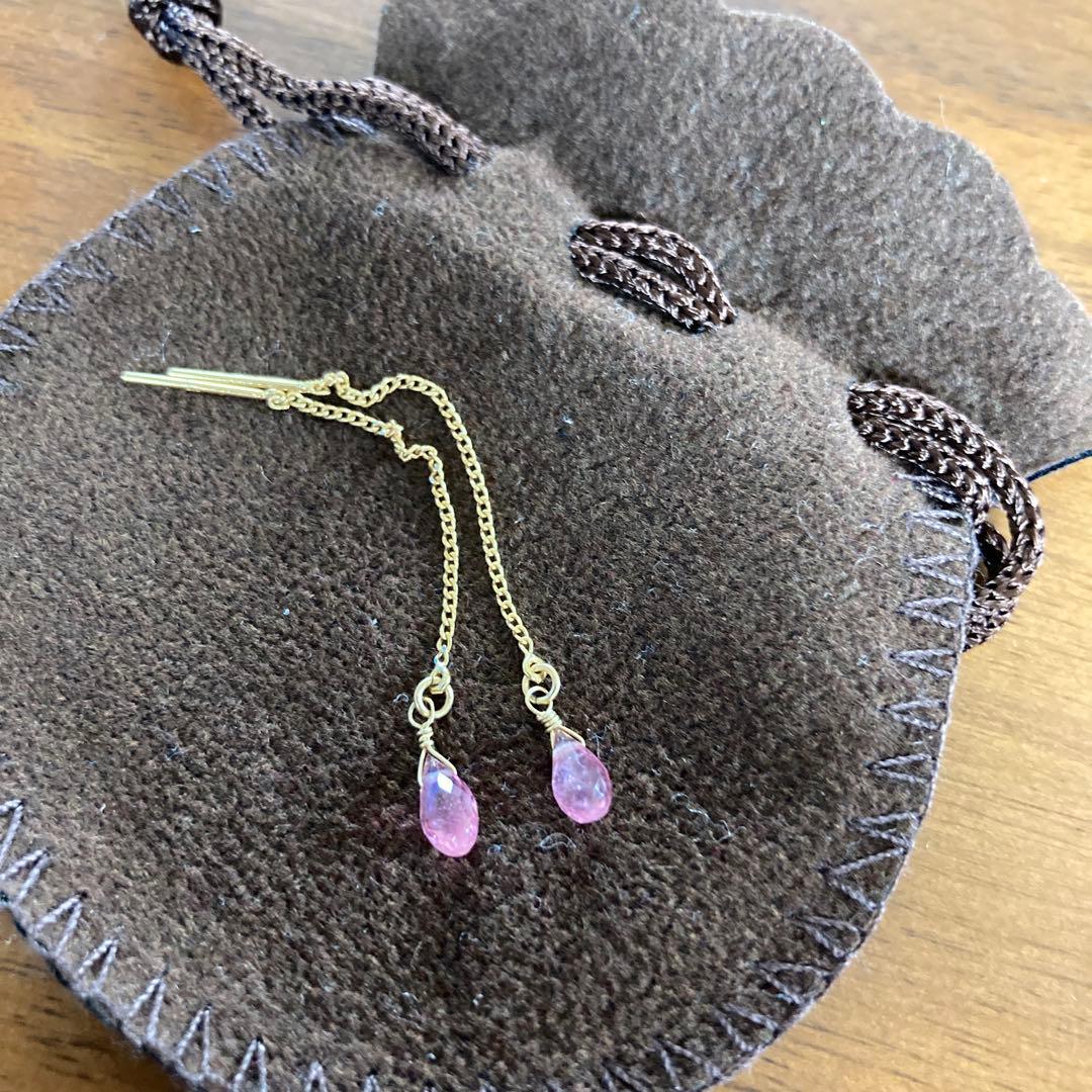 K18ピアス ピンクトルマリン ピアス