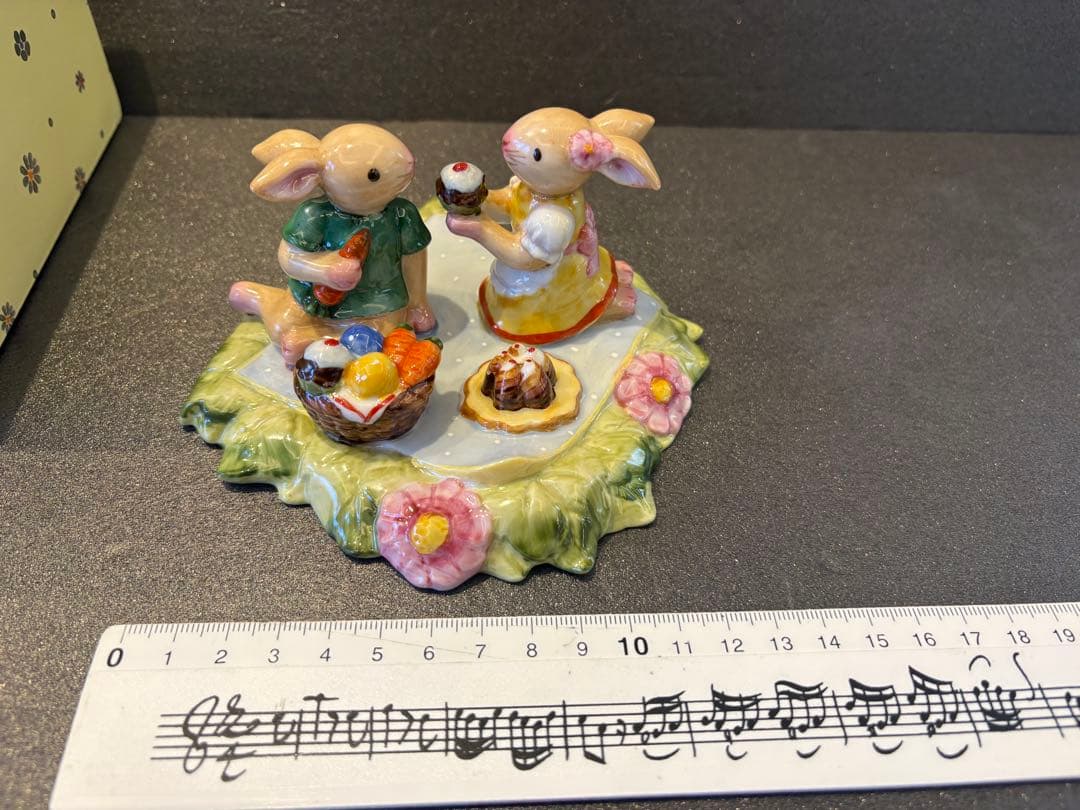 【レア箱付】ビレロイ&ボッホ　うさぎ　置物　ピクニック　イースター