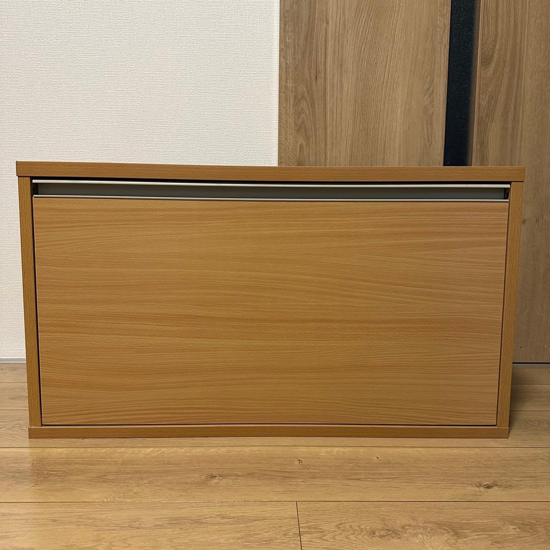 未使用 薄型フラップシューズラック NA/1W75 ナチュラル ベルーナ