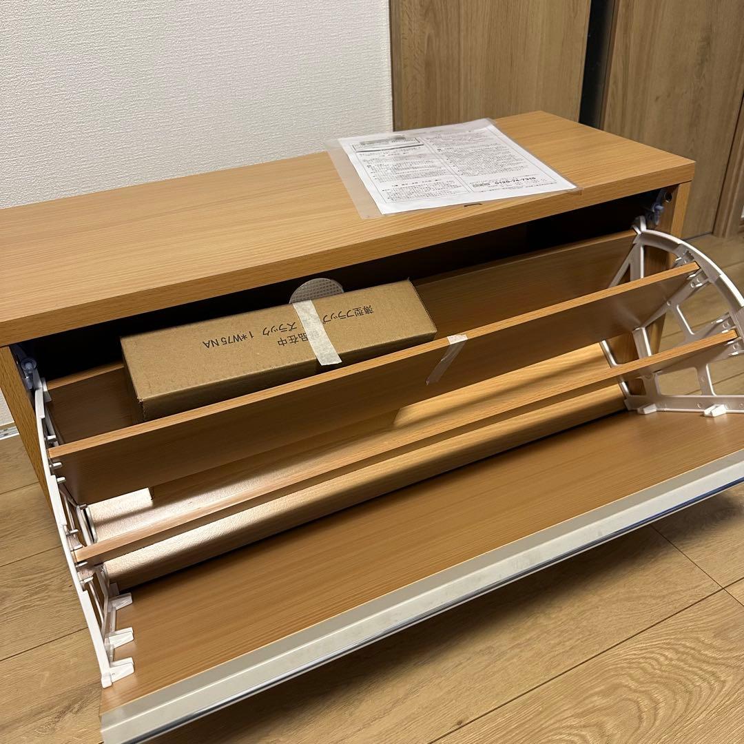 未使用 薄型フラップシューズラック NA/1W75 ナチュラル ベルーナ