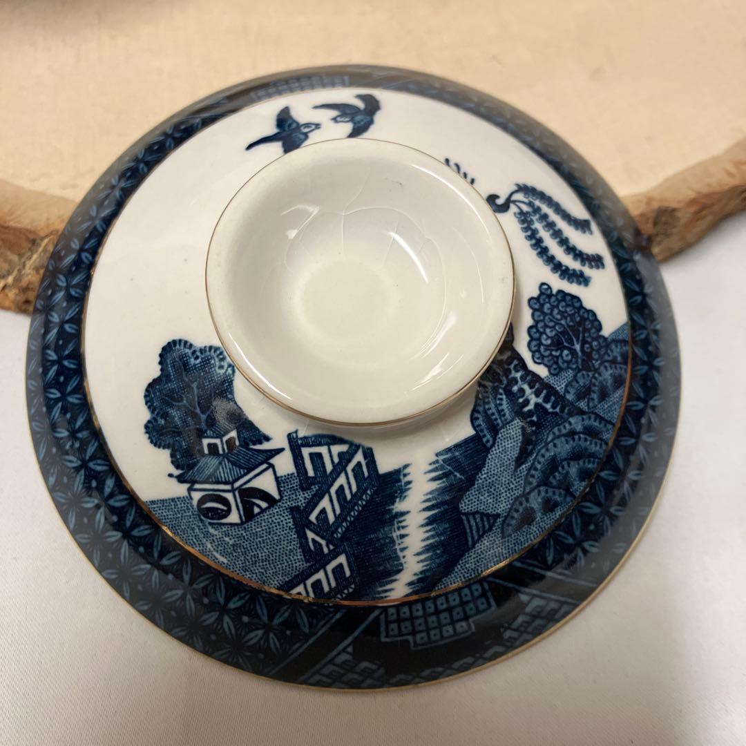 ニッコー　ダブルフェニックス　蓋つき茶碗5客　ウィローパターン　山水　レトロレア