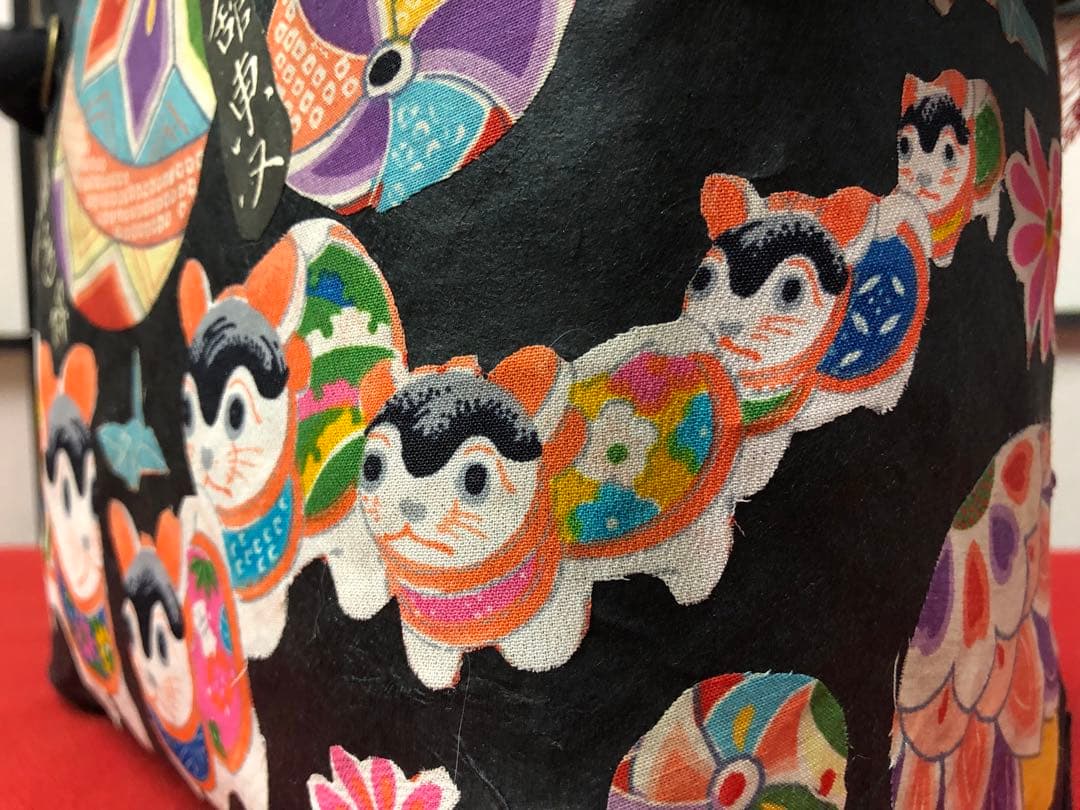 一閑張り　一閑張りバック　正絹古布　鯛車　福良雀　狛犬　犬張子　いっぱい　可愛い