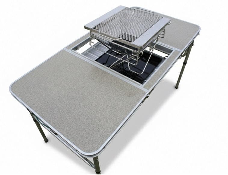 2WAYバーベキューテーブルOW-150 高さ変更可 ケース付 BBQテーブル