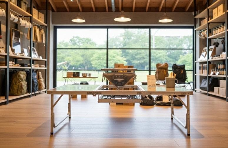 2WAYバーベキューテーブルOW-150 高さ変更可 ケース付 BBQテーブル