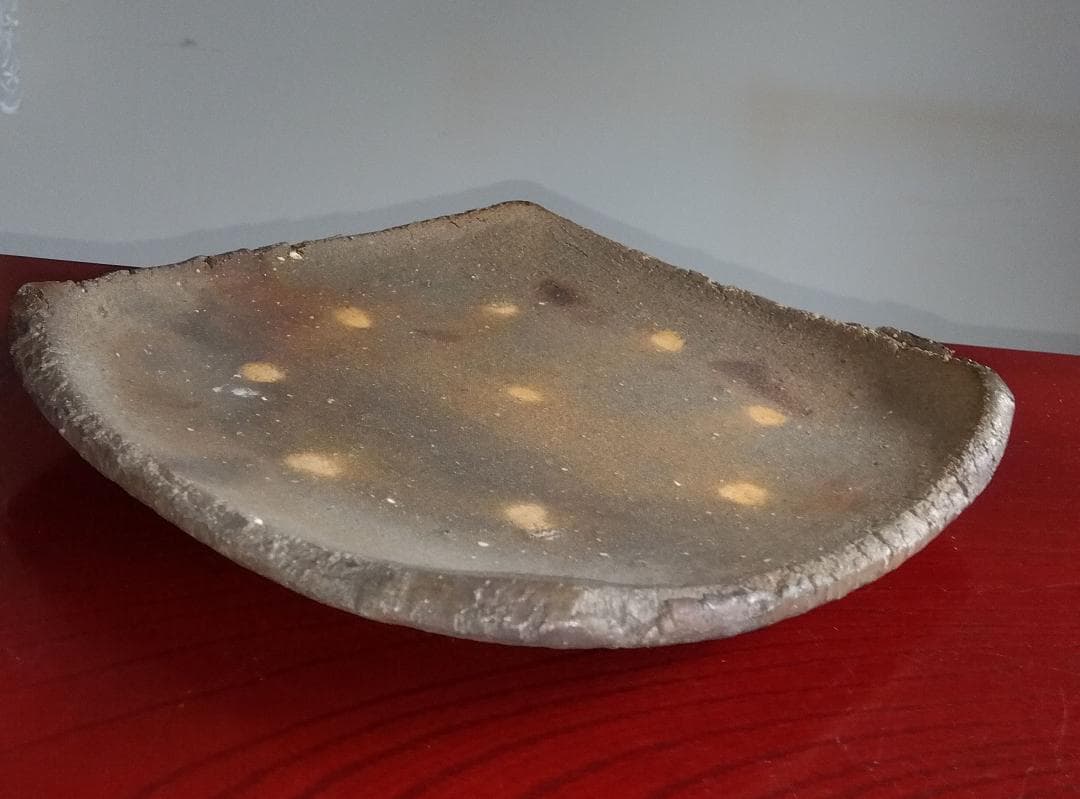 越前焼の名工　白越不朝（塩越窯）自然灰釉究極美逸品灰釉美四方角中盛皿No:6