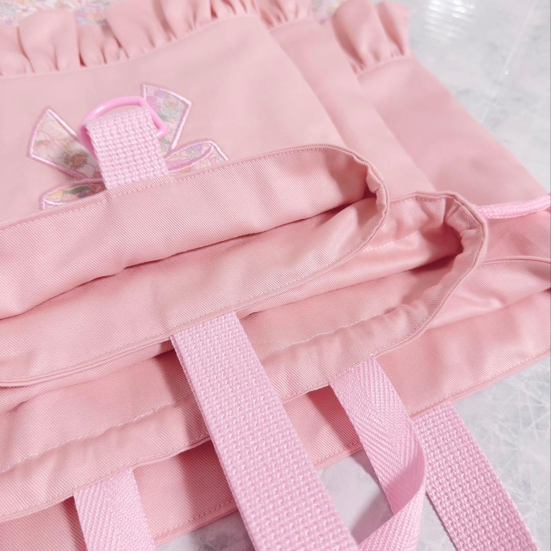 【完成品】　レッスンバッグ　手提げ　入園　女の子　入学　リボン　入園入学　ピンク