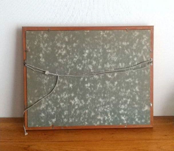 金子東日和　『春閑・針生（南会津』額絵 箱有　59.5×47cm　木製&ガラス