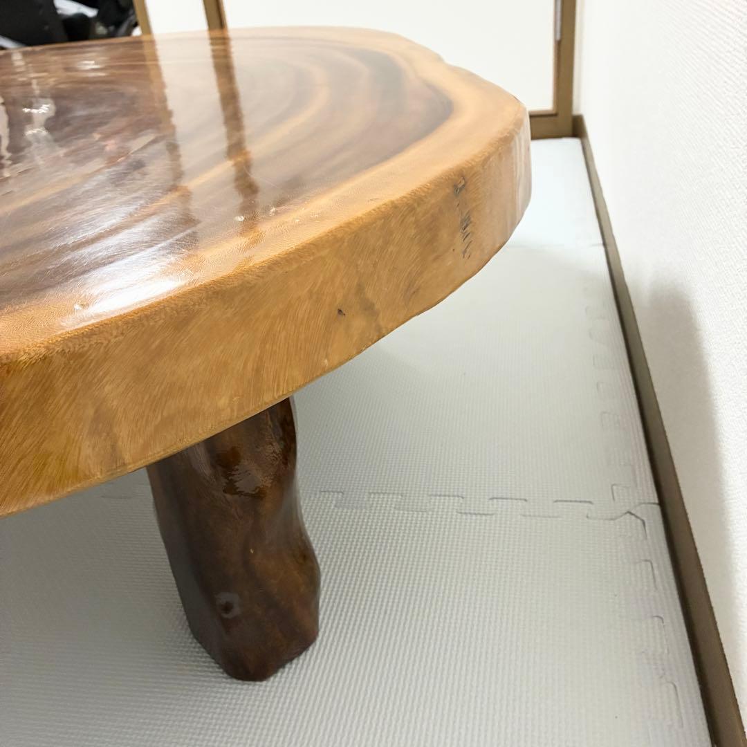 天然木 モンキーポッド 一枚板 ローテーブル 座卓 無垢 輪切り