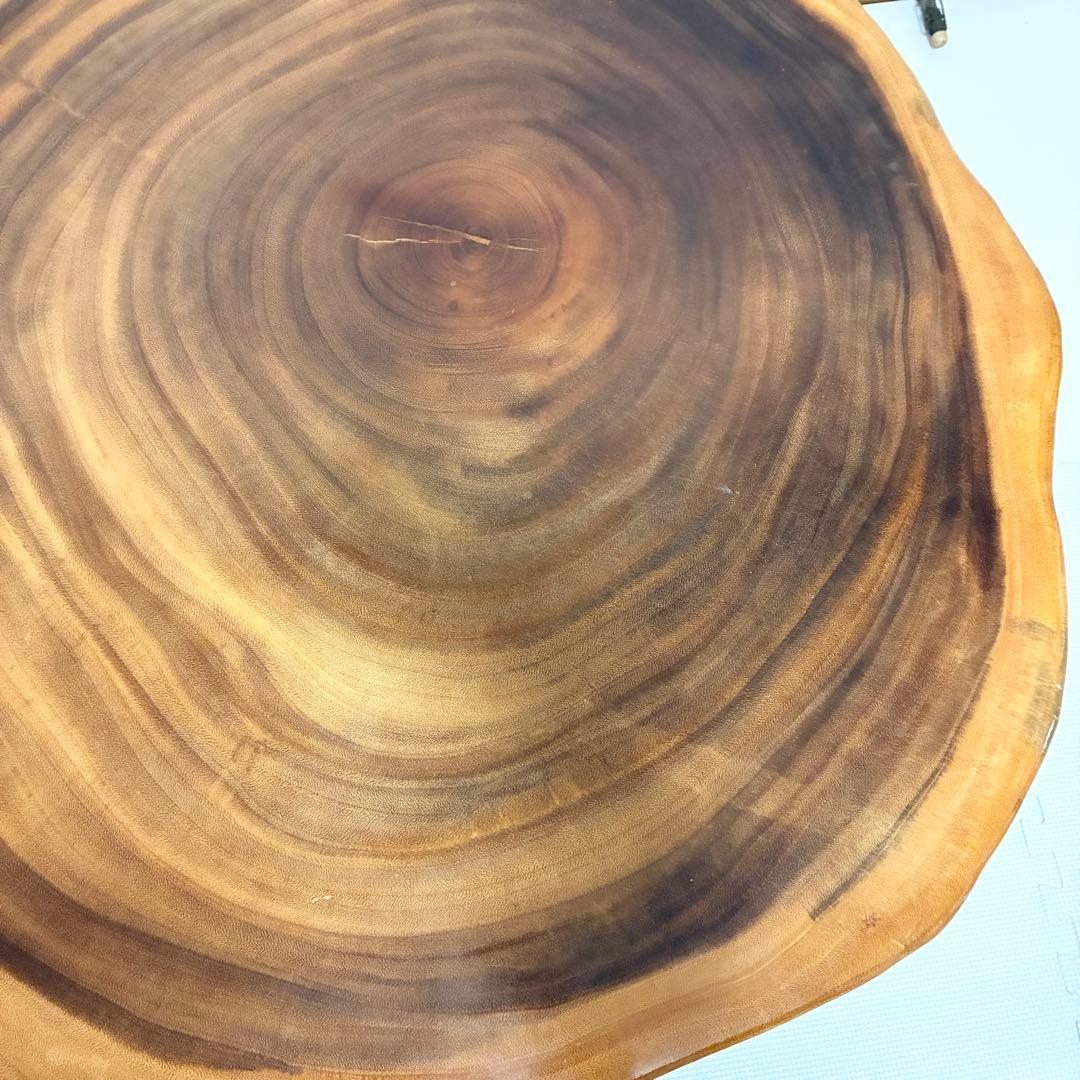 天然木 モンキーポッド 一枚板 ローテーブル 座卓 無垢 輪切り