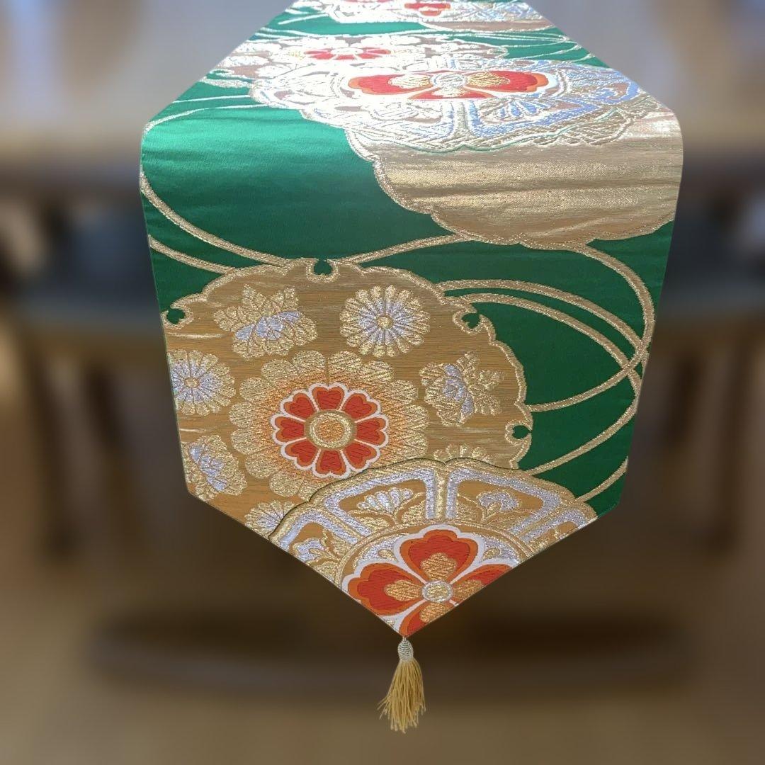 table runner 金彩古鏡文　帯リメイク　正絹