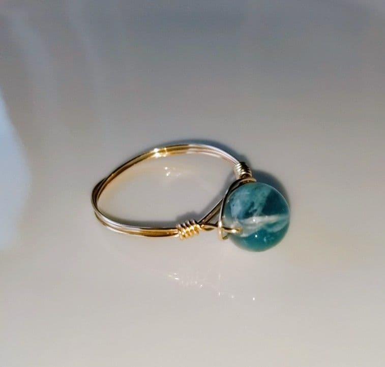 Kgf14 希少石 天然石 エンジェルフェザー フローライト リング