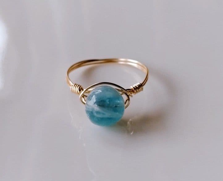 Kgf14 希少石 天然石 エンジェルフェザー フローライト リング