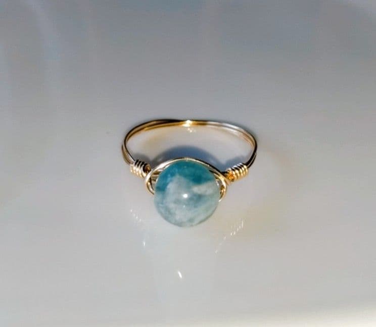 Kgf14 希少石 天然石 エンジェルフェザー フローライト リング