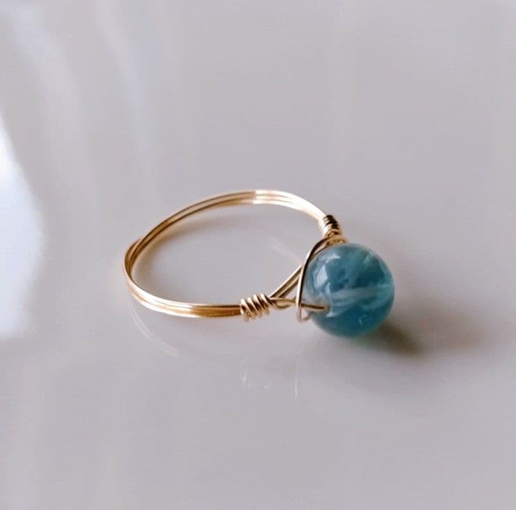 Kgf14 希少石 天然石 エンジェルフェザー フローライト リング