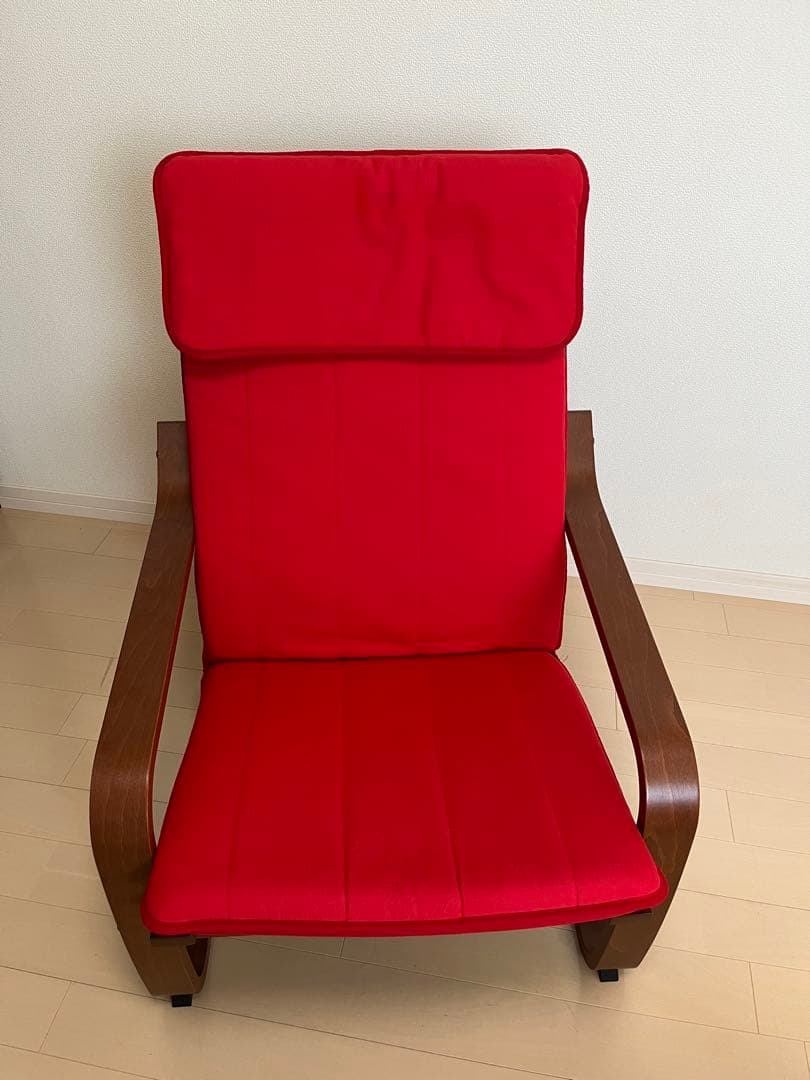 IKEA ポエング　 パーソナルチェア＆オットマン　 赤　クッション付