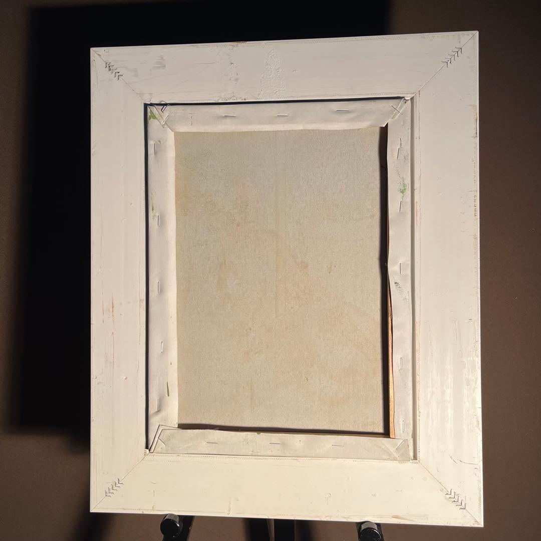 手書き油絵 バイオリンと本 額付 絵画 インテリア 油彩画