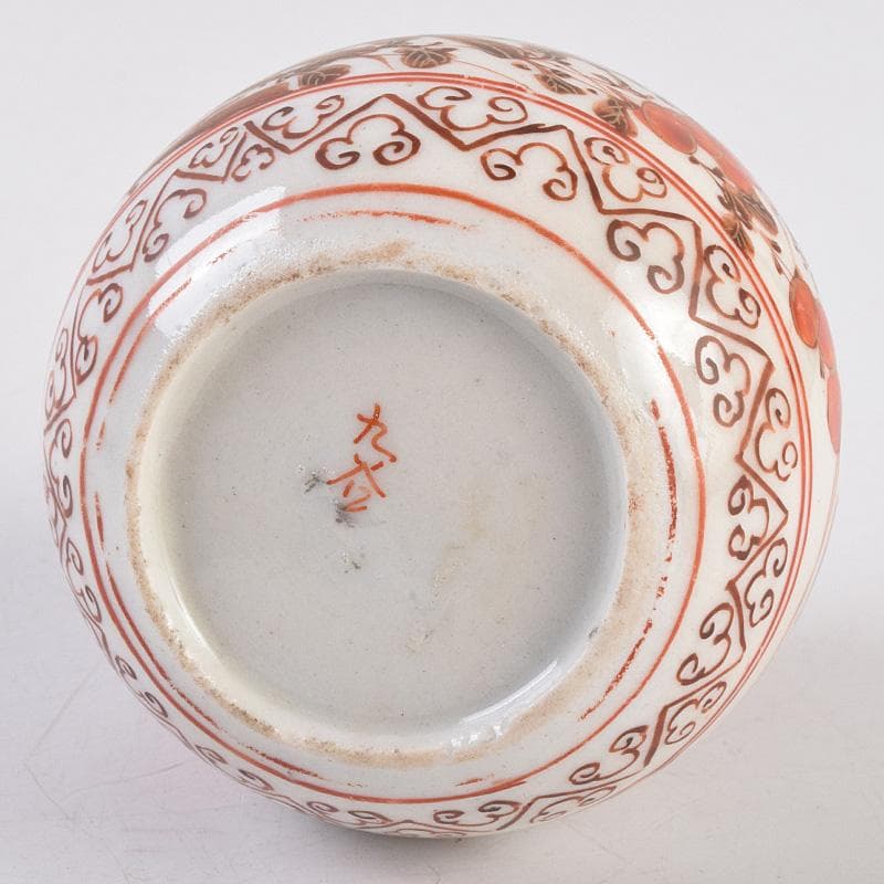 九谷焼　古九谷　赤絵金彩　花鳥文　振出　合わせ箱　M　R8981