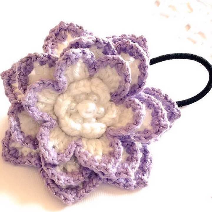 ハンドメイド☆独特デザイン大きくボリュームミーインパクトある立体ヘアゴム約6cm