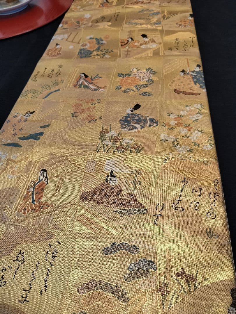 A767高級‼️源氏物語‼️ひな祭り‼️袋帯テーブルランナー1m79cm