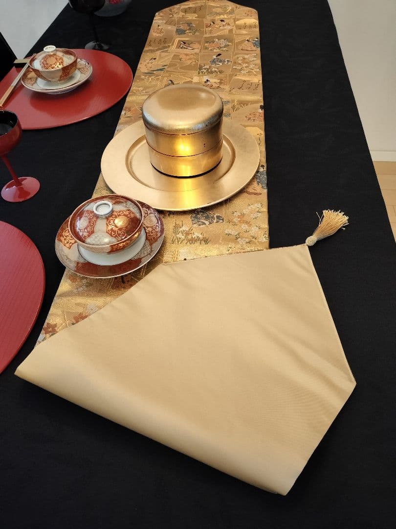 A767高級‼️源氏物語‼️ひな祭り‼️袋帯テーブルランナー1m79cm