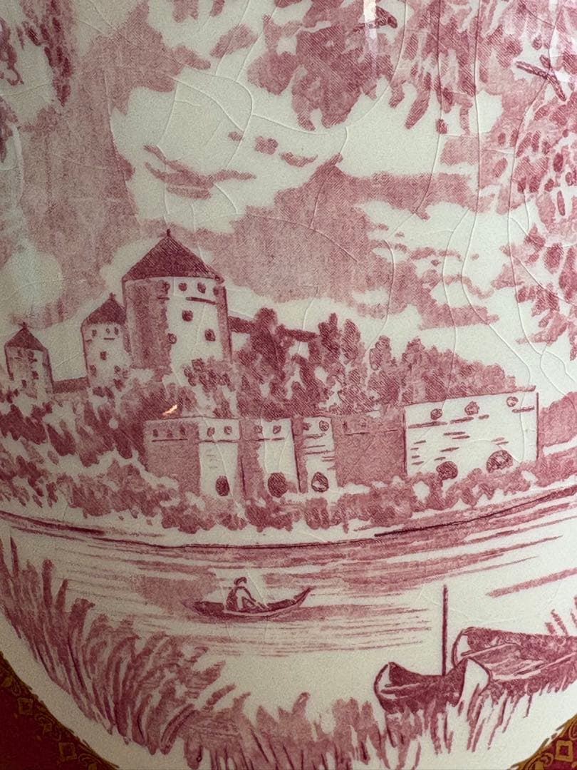 昭和レトロ NIKKO ダブルフェニックス 花瓶 金彩 赤釉 骨瓷