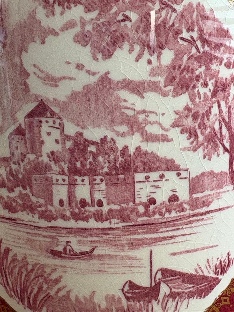 昭和レトロ NIKKO ダブルフェニックス 花瓶 金彩 赤釉 骨瓷