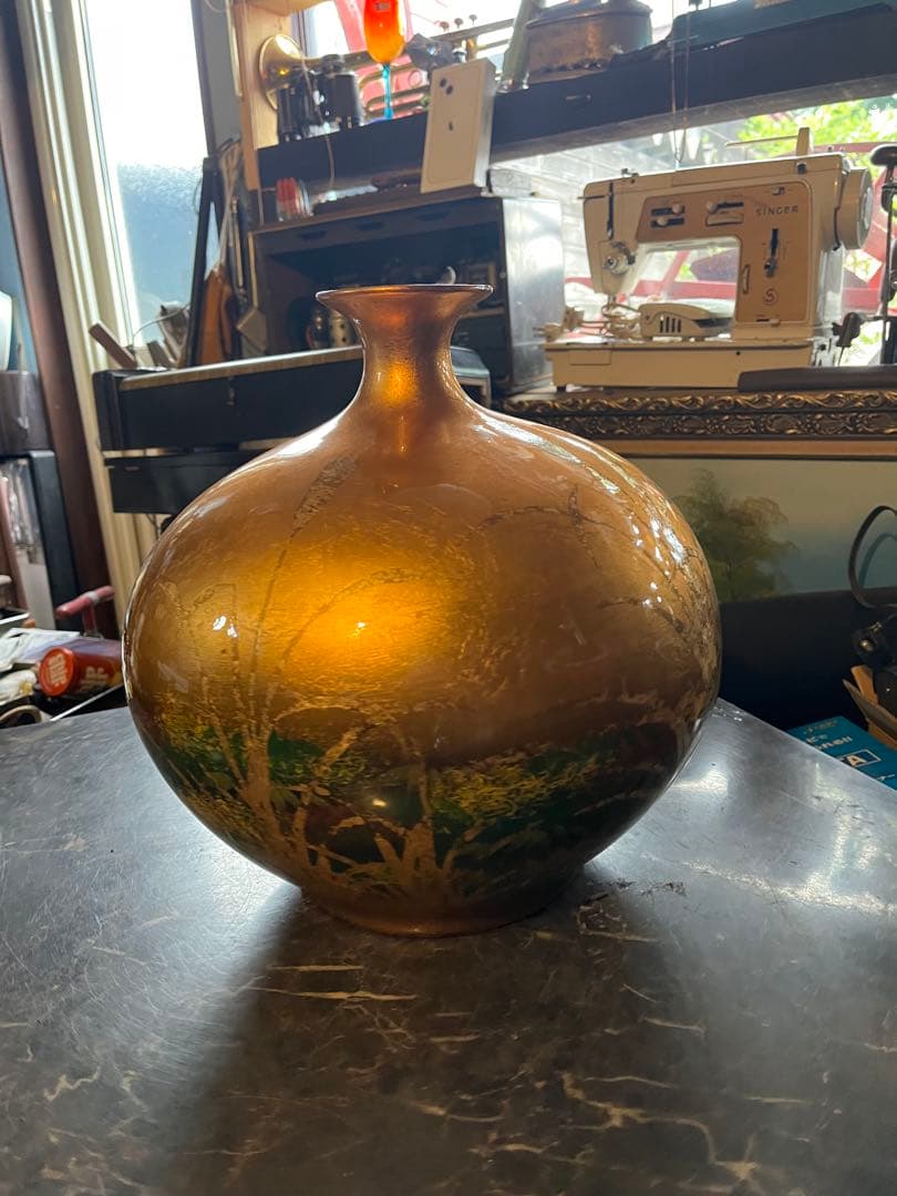 金箔花瓶、金箔銅製花瓶、花瓶 花器