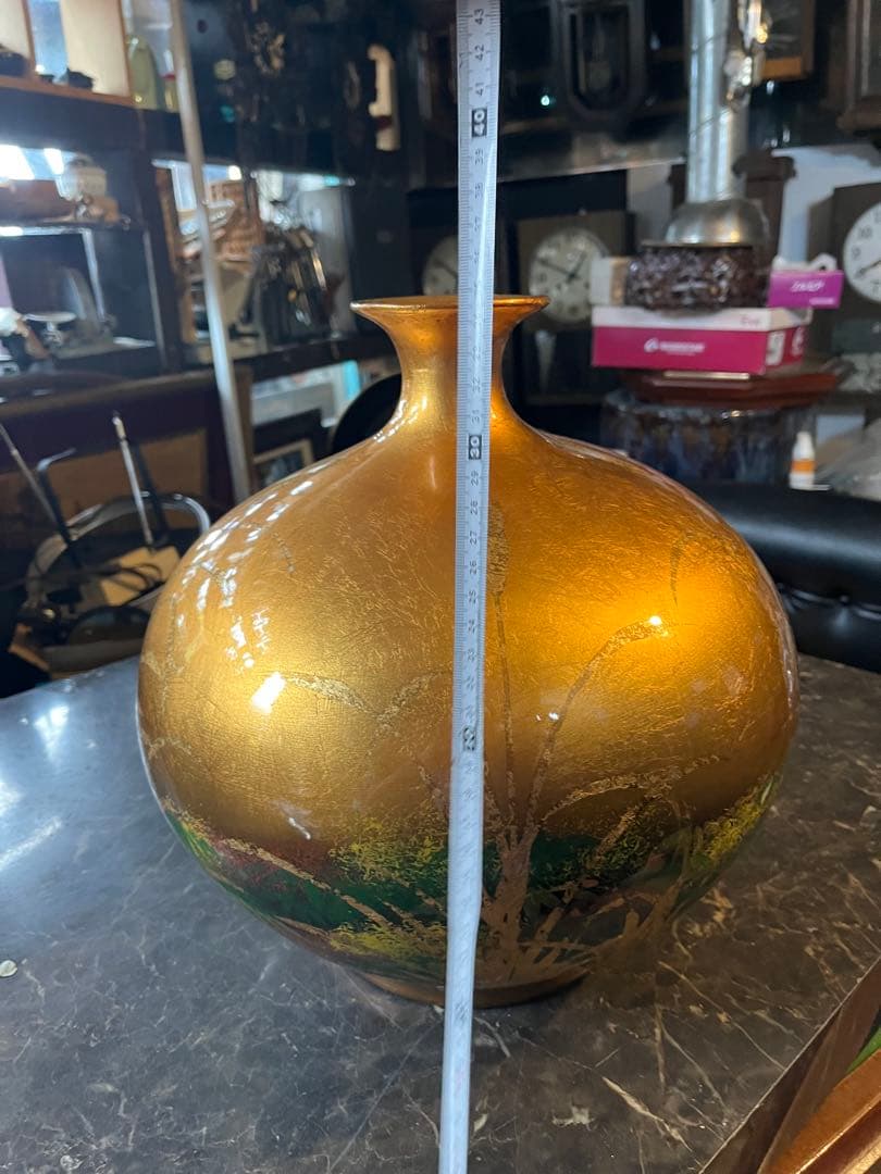 金箔花瓶、金箔銅製花瓶、花瓶 花器
