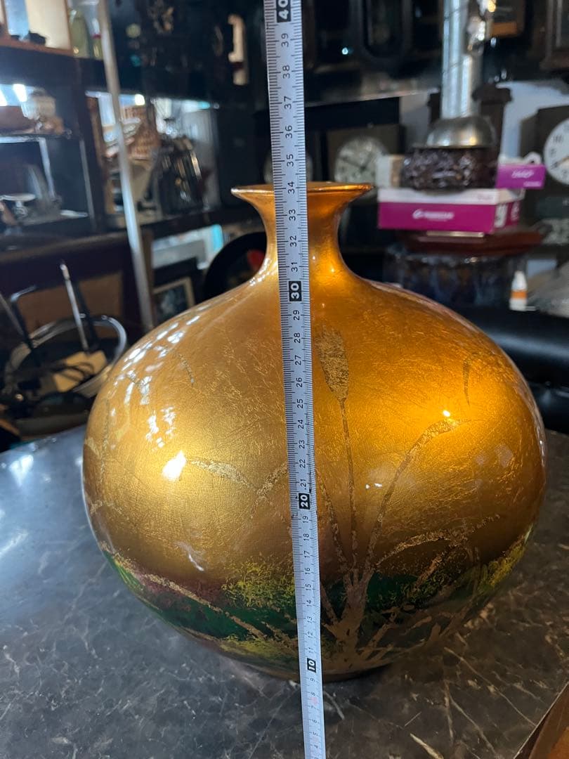 金箔花瓶、金箔銅製花瓶、花瓶 花器