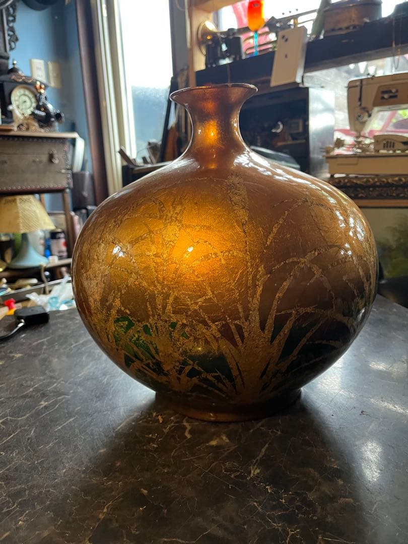 金箔花瓶、金箔銅製花瓶、花瓶 花器