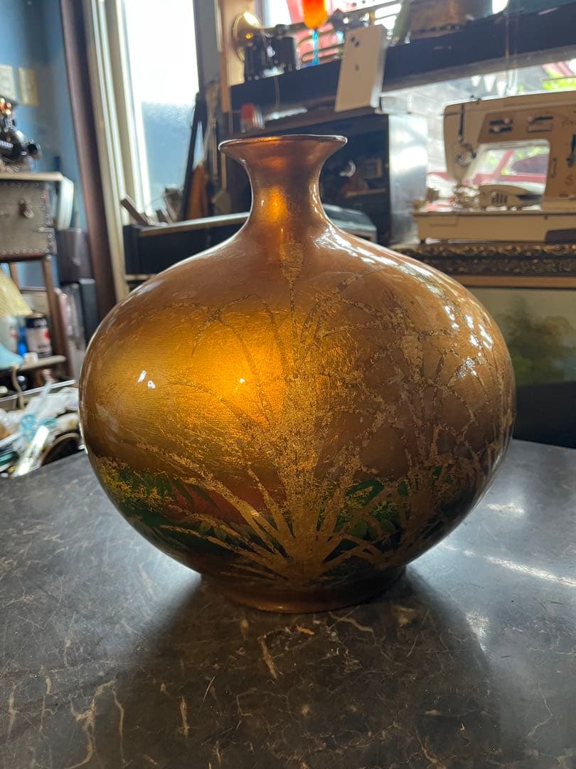 金箔花瓶、金箔銅製花瓶、花瓶 花器