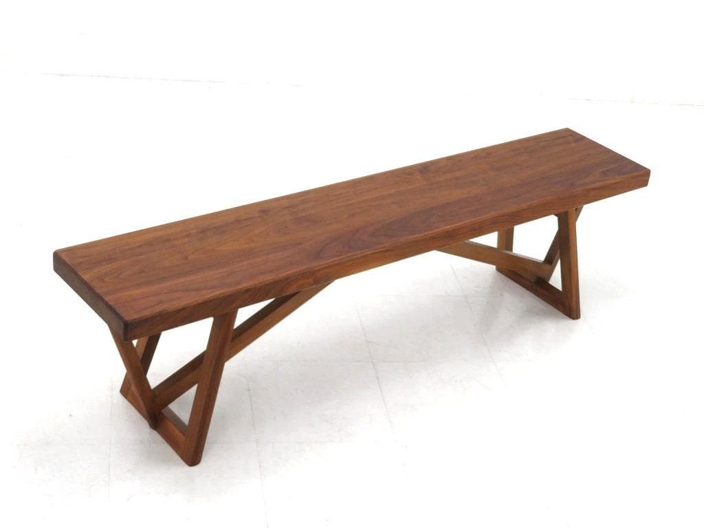 展示品　カリモク　ウォールナット　無垢材　ベンチ　チェア　イス　北欧