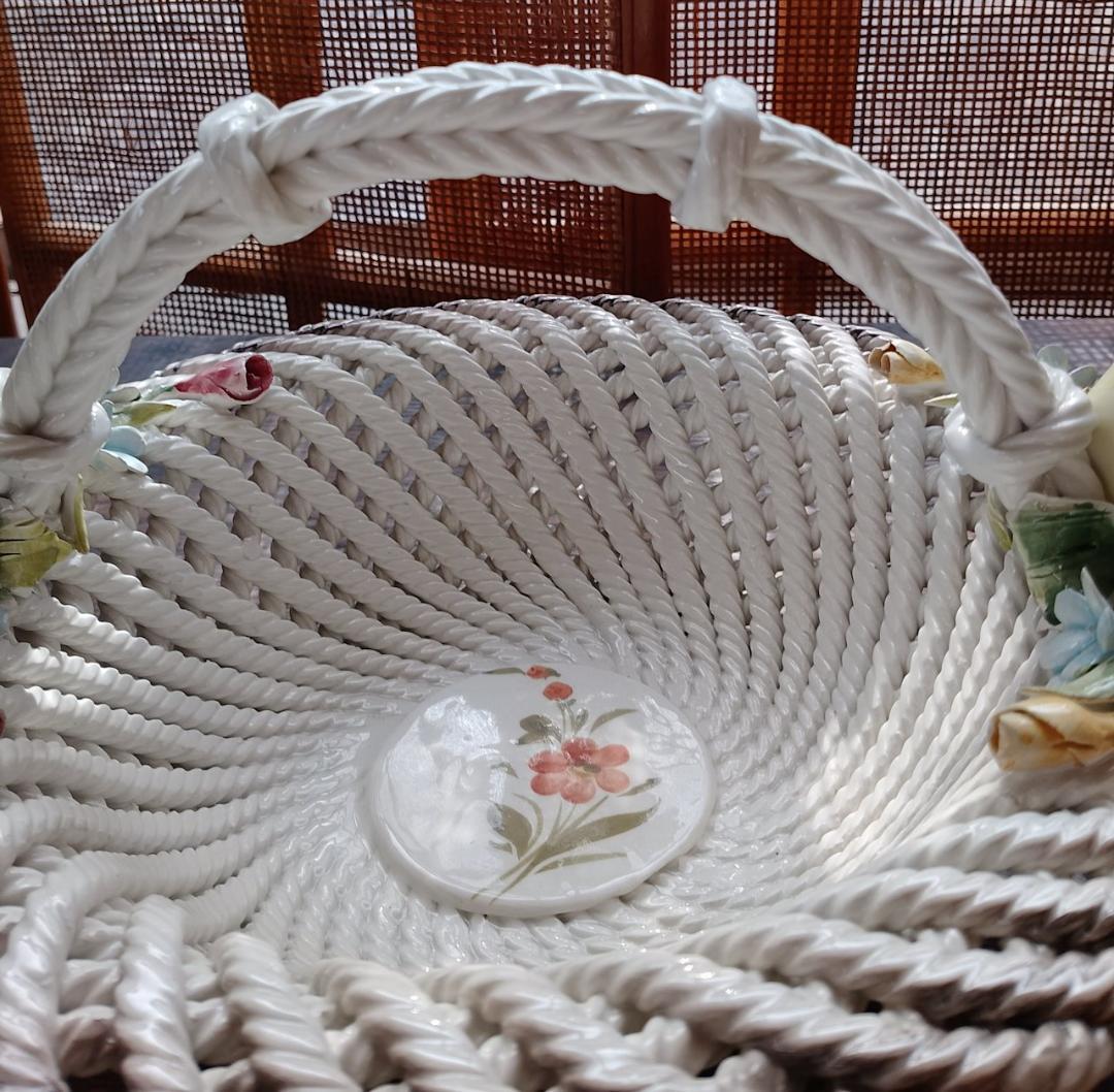 イタリア製 カポディモンテ 26cm 陶花バスケット Da Ponte