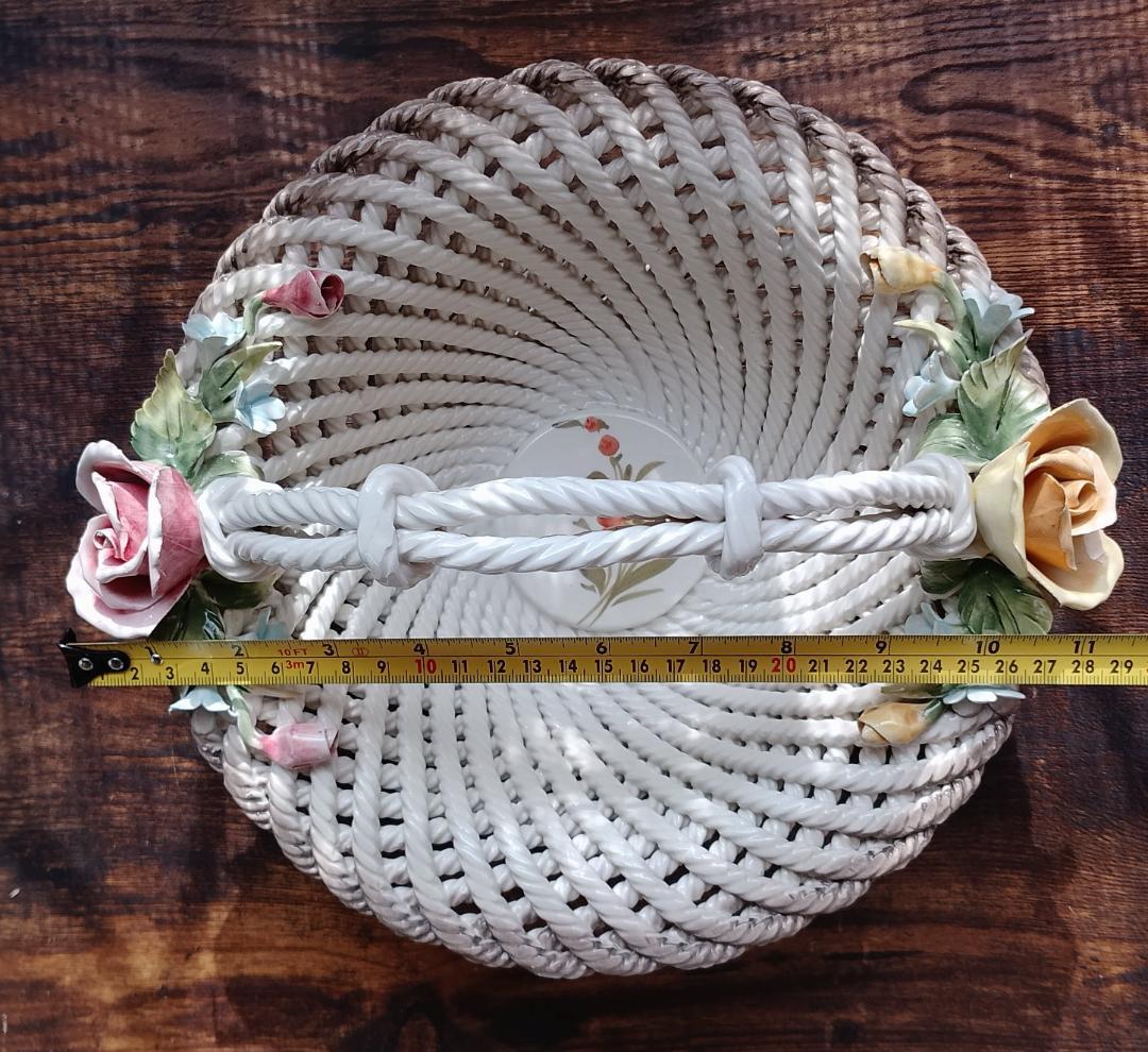 イタリア製 カポディモンテ 26cm 陶花バスケット Da Ponte