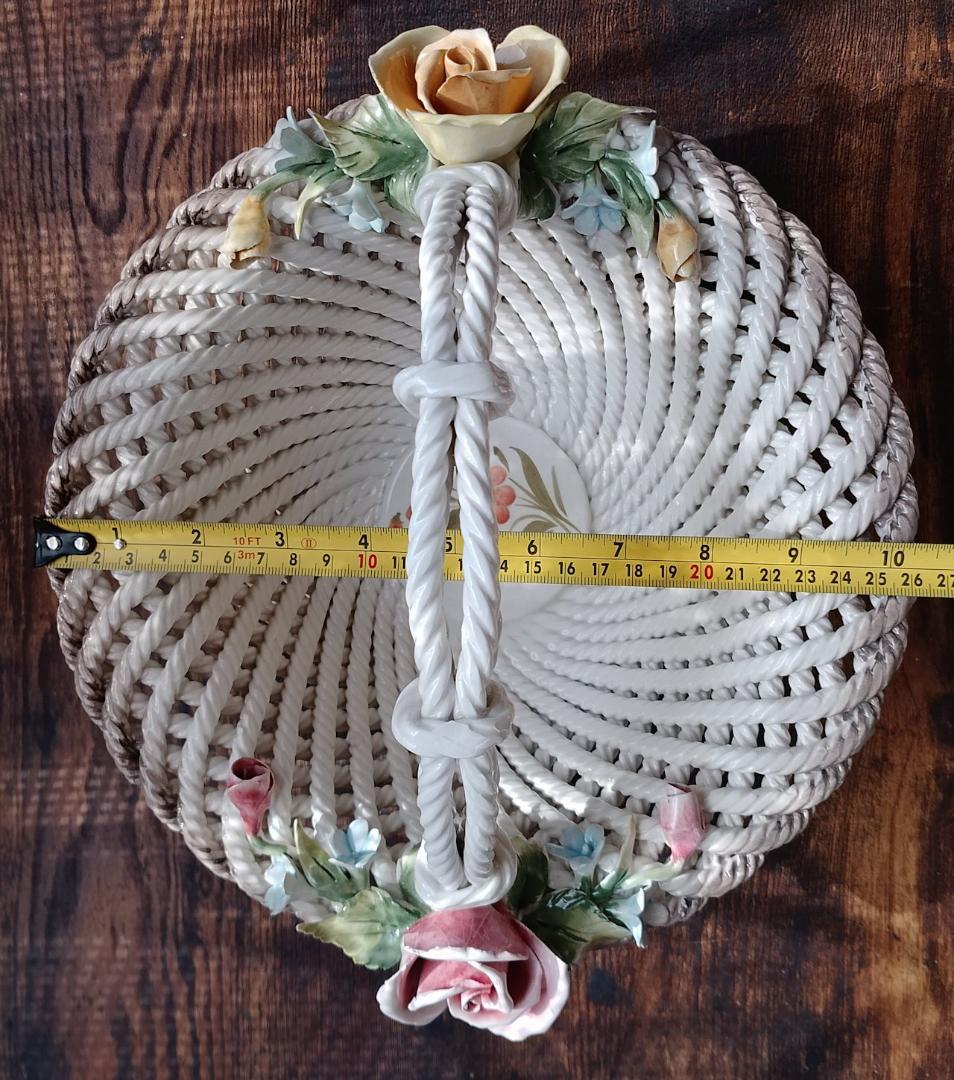 イタリア製 カポディモンテ 26cm 陶花バスケット Da Ponte