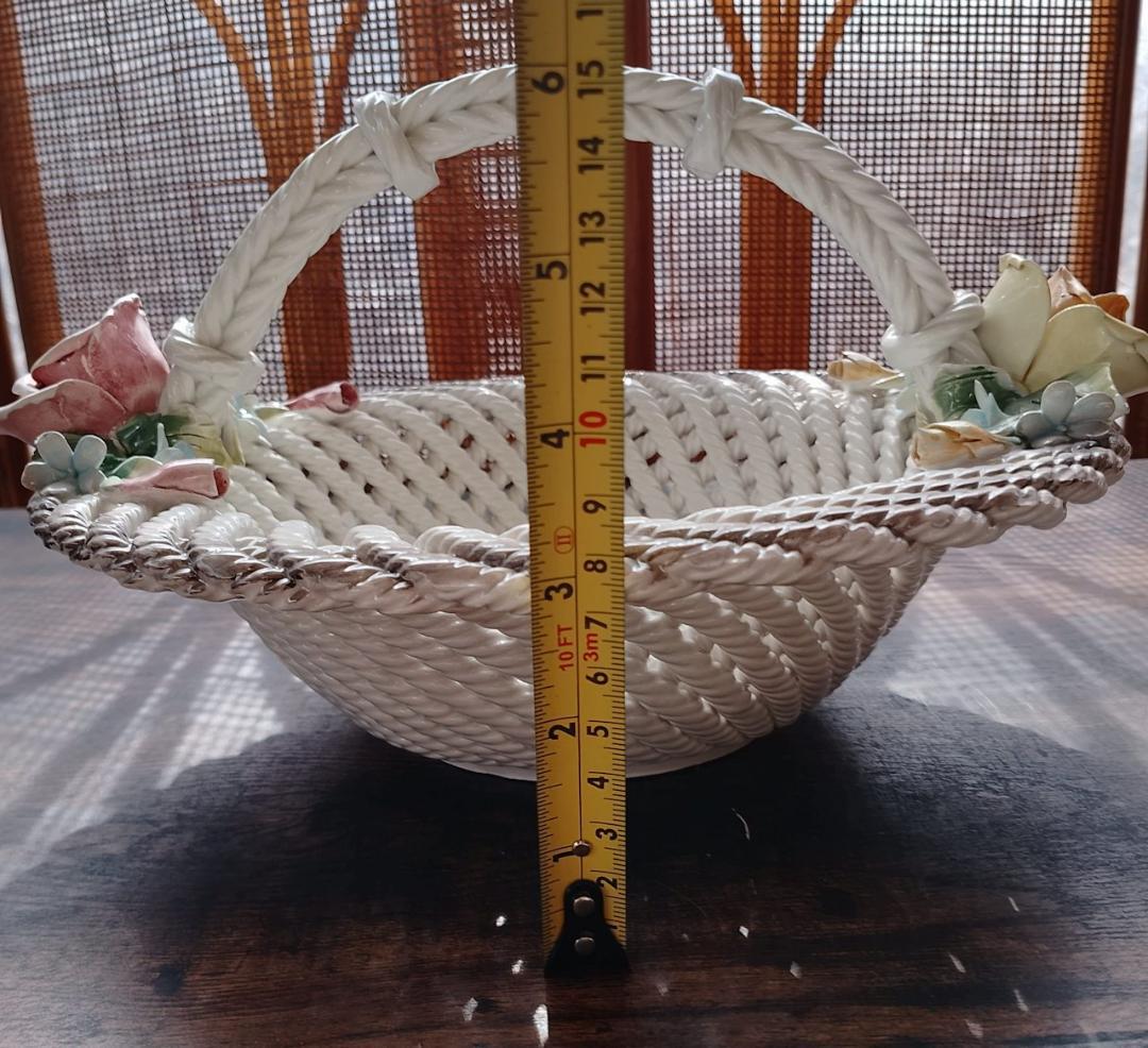 イタリア製 カポディモンテ 26cm 陶花バスケット Da Ponte